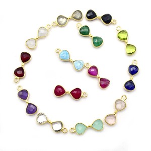 Ruby <b>Hourglass</b> Charm Heart Shape Double Stone Pendant Sunglass Style Charm Handmade Gold Plated Single Bail Pendant - Product Image 5