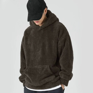 OEM logotipo personalizado Sherpa Fleece HOODIE hecho a medida Furry Sherpa Fleece Hoodie Hombres - Product Image 3