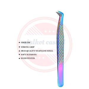 Pinzas de pestañas de Punta puntiaguda inclinada Pinzas de acero inoxidable para extensión de pestañas a la venta - Product Image 3