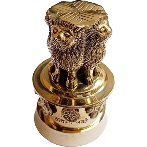 Laiton Ashoka Stambh pilier quatre Lions Satyamev Jayete emblème drapeau National bureau presse-papiers pièce maîtresse Inde Sculpture décorative - Product Image 2