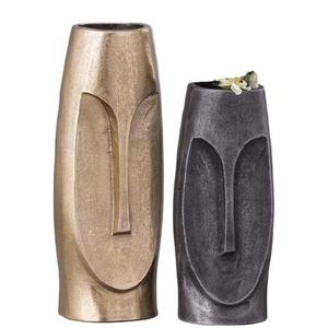 Florero de mesa de aluminio con acabado negro de latón antiguo decorativo para el hogar moderno, florero de Metal abstracto, florero de Metal fundido en bruto - Product Image 1