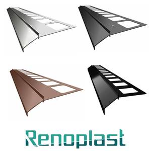Renoplast ®   Profilé de corniche en aluminium K100, finition des terrasses et des balcons, sols carrelés sur mortier adhésif, systèmes de drainage - Product Image 1