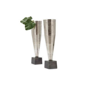 Florero de Metal hueco con acabado plateado de diseño moderno, estilo martillado para mesa, sala de estar, exhibición de recepción de bodas - Product Image 5