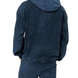 Chándal de talla grande de algodón 100% de alta calidad lavado con ácido para hombre, chándal lavado con piedra y hombros caídos personalizado para hombre - Product Image 2