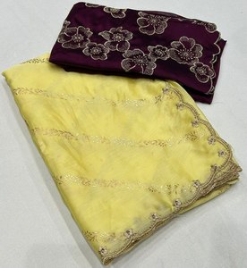 Alta demanda precio de fábrica Sari de gasa con estampado floral y blusa elegante de proveedor confiable ropa Desi - Product Image 4