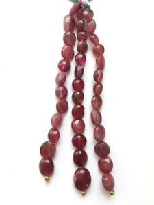 ลูกปัดทัวร์มาลีนสีชมพูธรรมชาติ ขัดเรียบ 3 เส้น สำหรับทำเครื่องประดับอัญมณ์ - Product Image 4