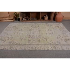 Alfombra turca Vintage Beige de 3,8x9 pies, estilo bohemio, diseño de retazos de lana hecho a mano, respaldo de látex para pasillo Rectangular de cabecera - Product Image 4