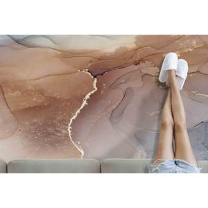 Alfombra de Mármol Marrón Dorado: Alfombra Antideslizante para Cocina, Alfombra Estampada, Alfombra Suave No Tejida - Product Image 2