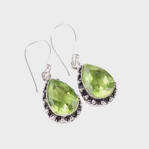 Boucles d'oreilles en améthyste verte, pierre précieuse, argent sterling 925, bijoux faits à la main, cadeau de naissance pour femmes - Product Image 4