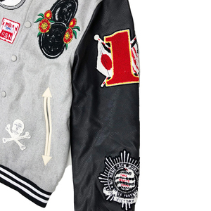 New Arrival Vintage Custom Chenille Embroidery <b>Patches</b> Multi Badge Contrast Sleeve Varsity <b>Jacket</b> for Men Women - Product Image 3