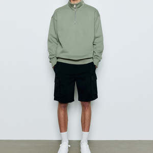 Sudadera de Algodón Negra Personalizada Más Vendida al por Mayor, Sudaderas con Cierre de Cremallera de un Cuarto para Hombre - Product Image 5