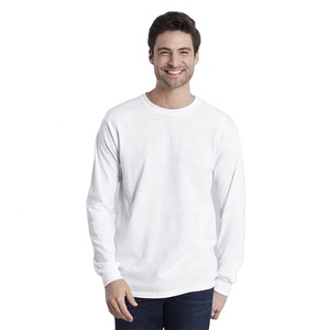 T-shirt de bonne qualité 210 g/m² 100% coton unisexe à manches longues et col rond pour hommes logo Oem T-shirt uni blanc personnalisé pour hommes - Product Image 3