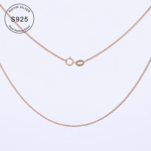 Collier chaîne <span class=keywords><strong>Chopin</strong></span> facetté en argent sterling 925 plaqué or rose 0,2 mm 45 cm 1,19 g avec fermoir à ressort - Product Image 1