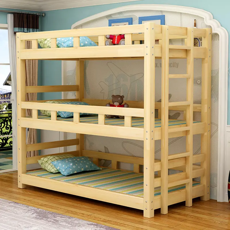 Bedroom Furniture Boy Girl Wood Floor Frame Children Kids Double Bunk Bed Twin Bed Frame For Kids