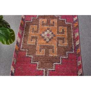 Alfombra de lana turca Vintage 27 'X 10' tamaño Rosa marrón diseño de retales técnica de tejido plano para decoraciones de sala de estar nuevo producto - Product Image 5