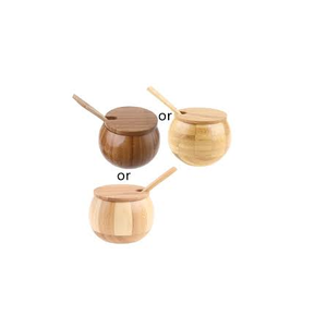 2 Piece Wood Salt and Pepper Wooden Pepper Salt Container Box <b>with</b> Swivel <b>Lid</b> and Spoon and Handmade Use - Product Image 1