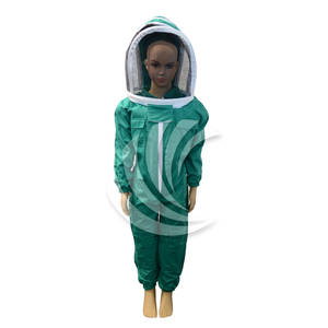 Traje de apicultura de miel de algodón verde para niños con capucha de velo redondo - Product Image 4