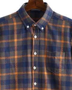 Manufacturer Custom <b>Mens</b> Navy <b>Brown</b> Check Flannel <b>Shirt</b> Button Down Long Sleeve Casual Plaid <b>Shirt</b> Chest Pocket Soft Warm Wear - Product Image 4