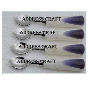 Precio al por mayor, recién llegado, mango con incrustaciones de madera y hueso, juegos de cucharas para bebé, vajilla para el hogar y el Hotel, juegos de cucharas de cena personalizados - Product Image 3