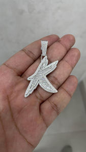 Best Quality Initial K Letter Personalized Pendant, Moissanite Baguette Font Hip Hop Custom <b>Name</b> <b>Necklace</b>, Iced Out Pendant - Product Image 4