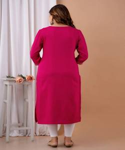 Kurta en coton fantaisie avec broderie, pour un usage quotidien, séchage rapide, taille unique, en stock, prix de gros, vêtement ethnique, rose - Product Image 3