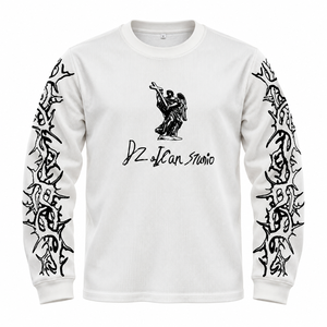 Camiseta térmica de manga larga tipo waffle para hombre, con estampado gráfico religioso, blanca, estilo streetwear, venta al por mayor, fabricante de ropa - Product Image 5