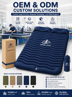 Matelas de camping gonflable double, 7 cm d'épaisseur, avec pompe à pied intégrée, oreiller, imperméable, pliable, léger, pour tente