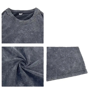 Camiseta personalizada Vintage de 100% algodón lavado con ácido para hombre, Camiseta holgada de manga corta con cuello redondo, tela de punto, camiseta Retro para hombre - Product Image 6