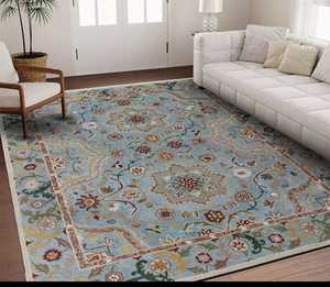 Leslie Parsian Style Porcelana Azul Hecho a mano Tufted 100% Alfombra de lana Nuevas opciones de tamaño personalizables disponibles - Product Image 5