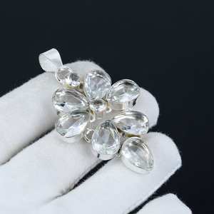 Piedra de topacio blanco, colgante llamativo de Plata de Ley 925 con Topacio blanco, joyería fina, colgantes y dijes de piedras preciosas - Product Image 1
