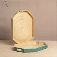 Plateau octogonal moderne en MDF poli, fait main, léger, écologique, durable, imperméable, compatible lave-vaisselle, sans danger pour les aliments