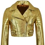 Veste en cuir jaune brillante surdimensionnée de style High Street pour les femmes pour le printemps en moto - Product Image 2