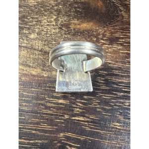 Wilbert <b>Boho</b> Style Statement <b>Ring</b> Platinum Grey Mohave Turquoise Sterling <b>Silver</b> Bezel Setting Smooth Size 9.5 Everyday Wear - Product Image 5