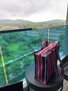 Sacs de courses réutilisables en polypropylène recyclé, extra grands, tissés en PP, écologiques, avec poignées en corde rayée et fermeture éclair, pour supermarché - Product Image 6