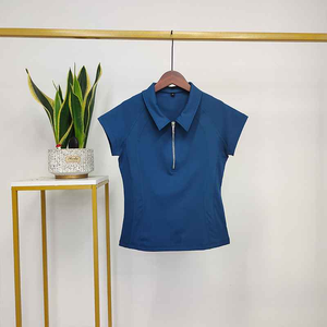 Chemise d'équitation à manches courtes pour femme en laine/coton, logo personnalisé bleu clair, anti-rétrécissement - Product Image 4