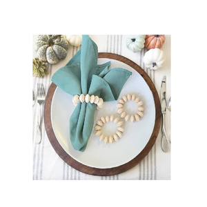 Perles en bois faites à la main couleur blanche tissé naturel chanvre corde gland ronds de serviette pour au meilleur prix Offre Spéciale - Product Image 6