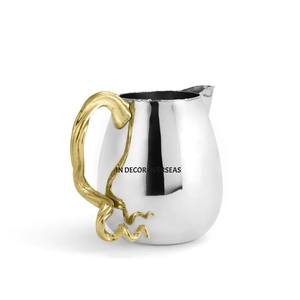 Poignées de designer en feuilles plaquées or pour tasse en métal de qualité supérieure à texture martelée polie et brillante - Product Image 3