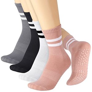 Personalized Cotton Jacquard Pilates Grip Socks Stripes Dance Yoga Embroidery Anti <b>Slip</b> Cute Pilates Socks solid color - Product Image 2