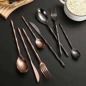 Ensemble de couverts en acier inoxydable de luxe pour la cuisine à domicile |   Vaisselle écologique haut de gamme pour les dîners quotidiens et les fêtes - Product Image 4