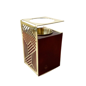 Corps en bois rond de style supérieur porte-brûleur d'encens Bakhoor fini or pour parfum religieux d'intérieur à la maison par Mabkhar - Product Image 6