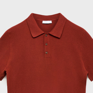 เสื้อโปโลผ้าคอตตอนผ้าคอตตอนผ้าชีฟองสำหรับผู้ชายเสื้อโปโลผ้า100% สีส้มไหม้ผ้าพอปลินกันรอยยับสำหรับผู้ชายฤดูร้อนปรับแต่งได้ - Product Image 2