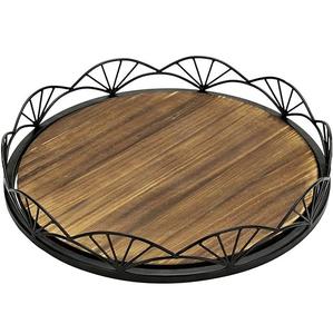 Produit exclusif Plateau de service rond noir métallique élégant avec plateau décoratif de table à manger fini de haute qualité - Product Image 5
