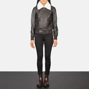 เสื้อแจ็คเก็ตบอมเบอร์กันลมหนังสีน้ำตาล Stella G-1 - Product Image 3