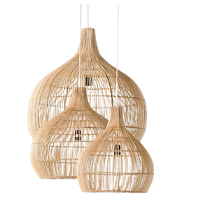 Lampe suspendue en forme de dôme Lampe suspendue en rotin réglable Décoration de ferme Suspension pour restaurant et hôtel - Product Image 2