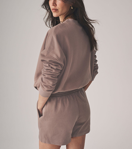 ชุดวอร์ม2ชิ้นสำหรับผู้หญิงวัสดุ100% ผ้าฝ้ายน้ำหนักเบาแห้งเร็วระบายอากาศได้ดีชุดวอร์มแบบกำหนดเอง - Product Image 5