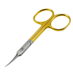 Ciseaux à ongles à cuticules pour soins personnels dans le salon Demi or 9.5cm en acier inoxydable légèrement incurvé fabriqué au Pakistan - Product Image 1