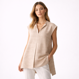 เสื้อกล้ามผ้าฝ้ายน้ำหนักเบา ระบายอากาศได้ดี สไตล์วินเทจสำหรับผู้หญิง เหมาะสำหรับวันหยุดฤดูร้อน ลายเรียบ คอกลม - Product Image 3