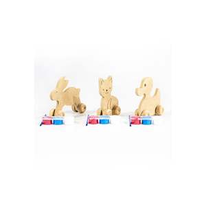 Ensemble de figurines d'animaux en bois de 3 pièces, lapin, chat, canard peints, pour les fournitures d'artisanat et les loisirs des enfants - Product Image 3