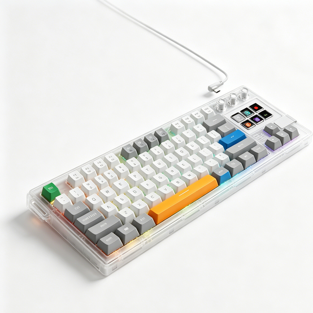 MiraBox K1Pro Transp Translucent Mechanical Keyboard with LCD Display Keys Programmable Macro Controller