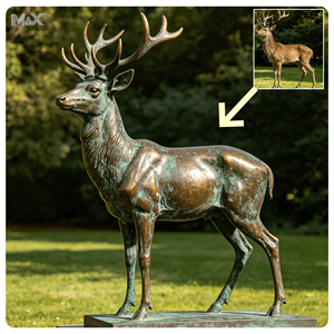 Statua Realistica in Bronzo di <span class=keywords><strong>Cervo</strong></span> in Corsa, Scultura di <span class=keywords><strong>Cervo</strong></span> Sika Maculato in Fuga, Ornamento Animale per Giardino e Paesaggio Esterno - Product Image 2